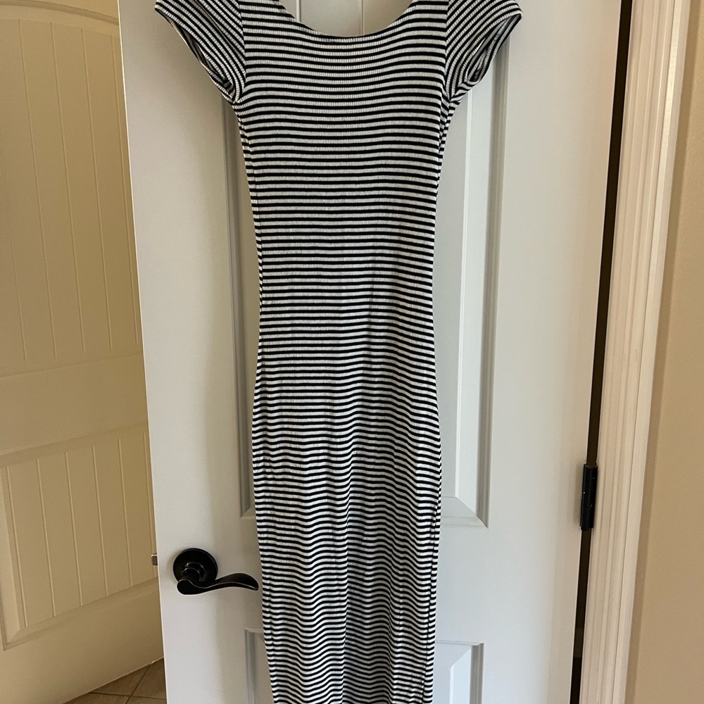 Zara Monochrome Striped Midi Dress